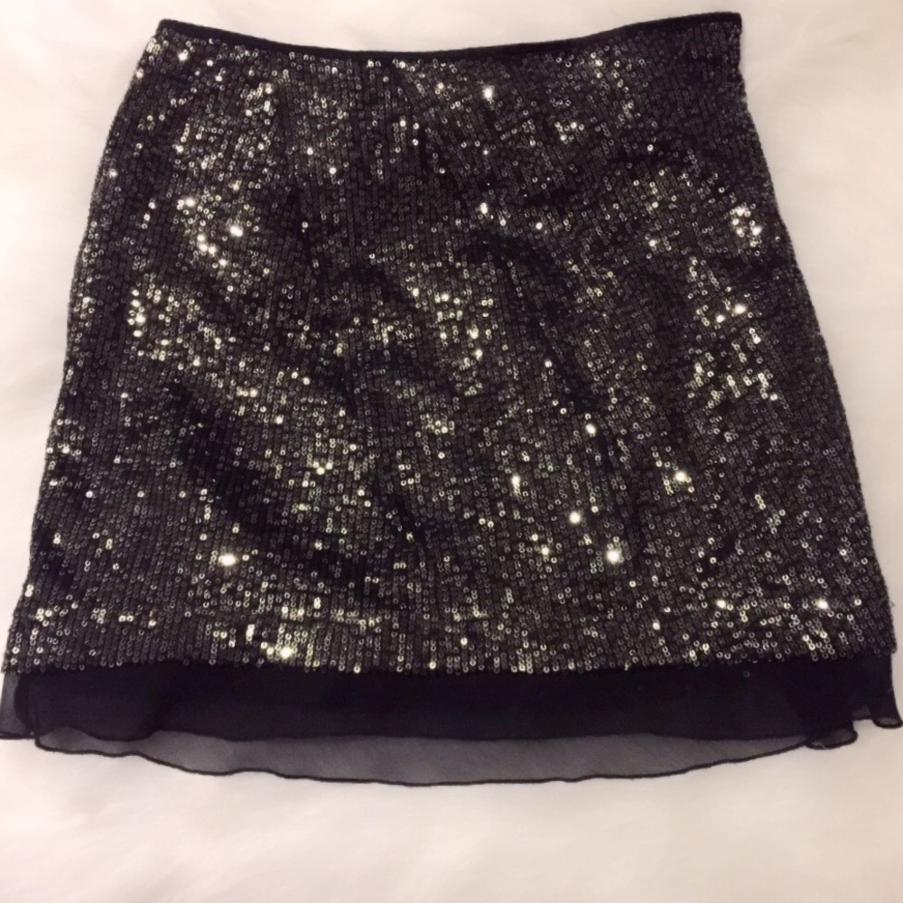 New JLO Jennifer Lopez Black Sequin Mini Skirt